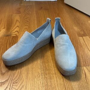 Vince Light Blue Suede Wedge Shoes